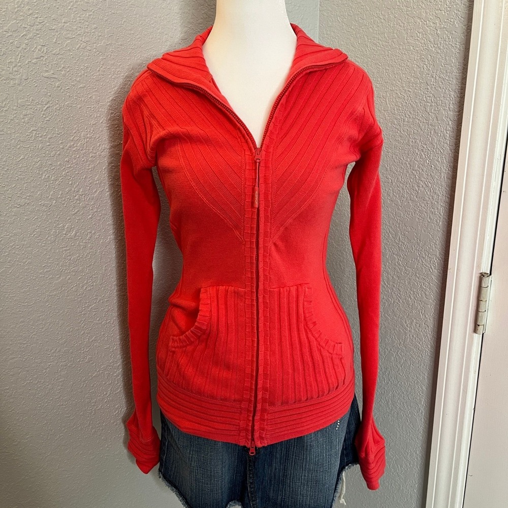 Athleta Red Ribbed Jacket - Picture 5 of 10